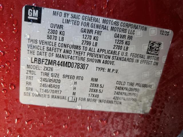 LRBFZMR44MD078307 - 2021 BUICK ENVISION PREFERRED 勃艮第红 照片 13