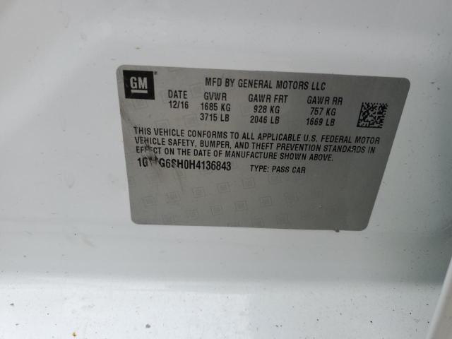 1G1JG6SH0H4136843 - 2017 CHEVROLET SONIC WHITE photo 12