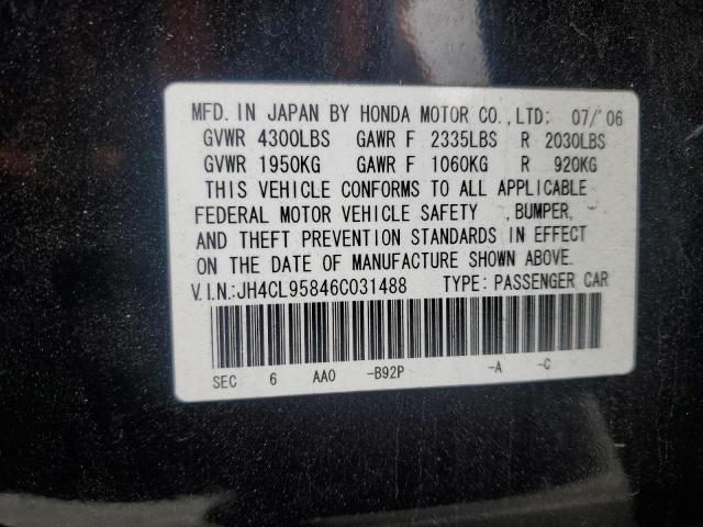 JH4CL95846C031488 - 2006 ACURA TSX შავი ფოტო 12