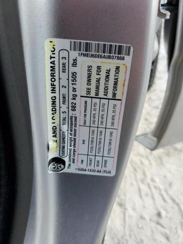 1FMEU6DE6AUB07868 - 2010 FORD EXPLORER XLT SILVER photo 12