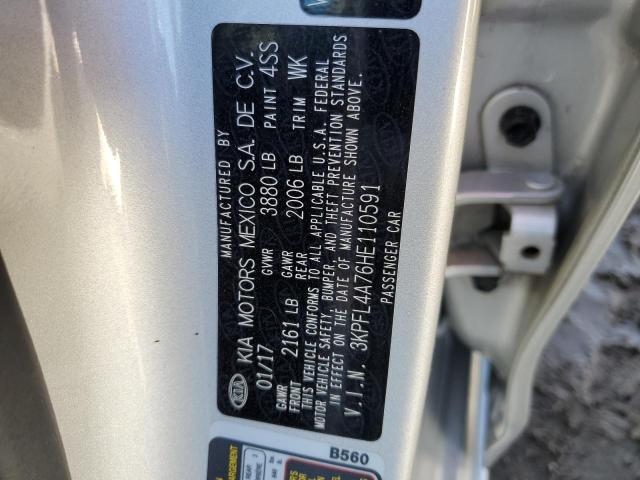 3KPFL4A76HE110591 - 2017 KIA FORTE LX SILVER photo 12