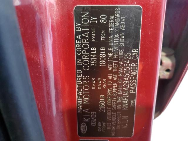 KNAFU4A29A5055425 - 2010 KIA FORTE EX Бордовый фото 13