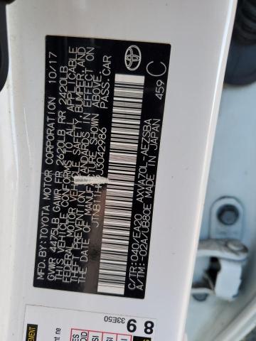 JTNB11HK9J3042986 - 2018 TOYOTA CAMRY L 白色 照片 12