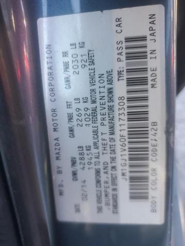JM1GJ1V60F1173308 - 2015 MAZDA 6 TOURING BLUE photo 12