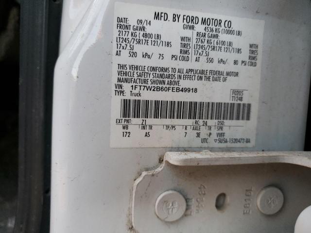 1FT7W2B60FEB49918 - 2015 FORD F250 SUPER DUTY WHITE photo 12