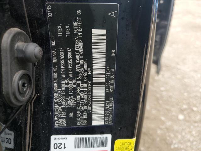 5TDYK3DC4FS598148 - 2015 TOYOTA SIENNA XLE BLACK photo 13