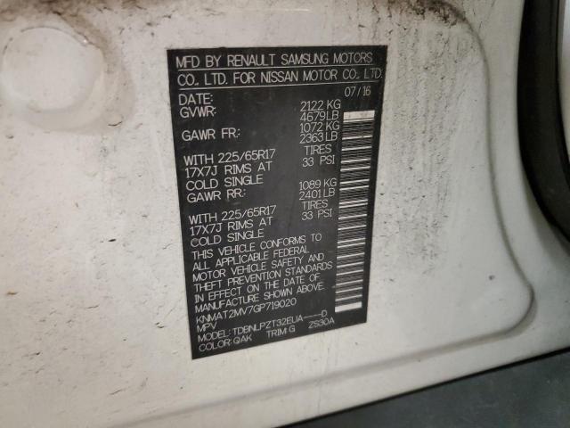 KNMAT2MV7GP719020 - 2016 NISSAN ROGUE S თეთრი ფოტო 13