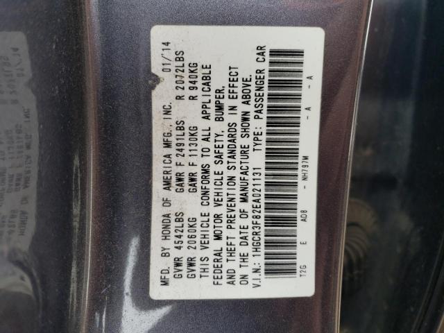 1HGCR3F82EA021131 - 2014 HONDA ACCORD EXL GRAY photo 12