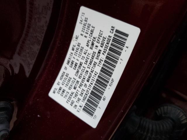 1HGCR2F37FA157142 - 2015 HONDA ACCORD LX BURGUNDY photo 12