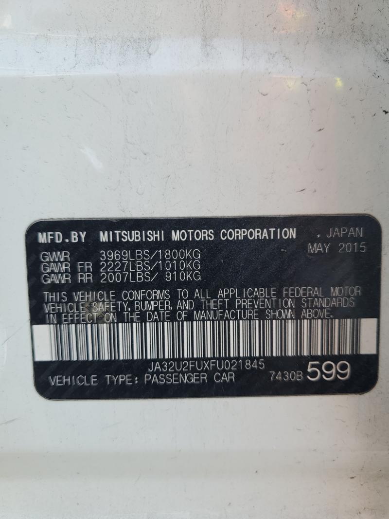 JA32U2FUXFU021845 - 2015 MITSUBISHI LANCER ES WHITE photo 12