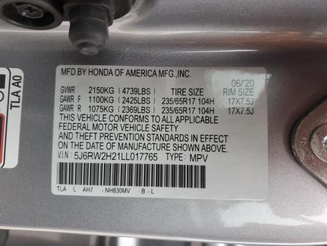 5J6RW2H21LL017765 - 2020 HONDA CR-V LX SILVER photo 13