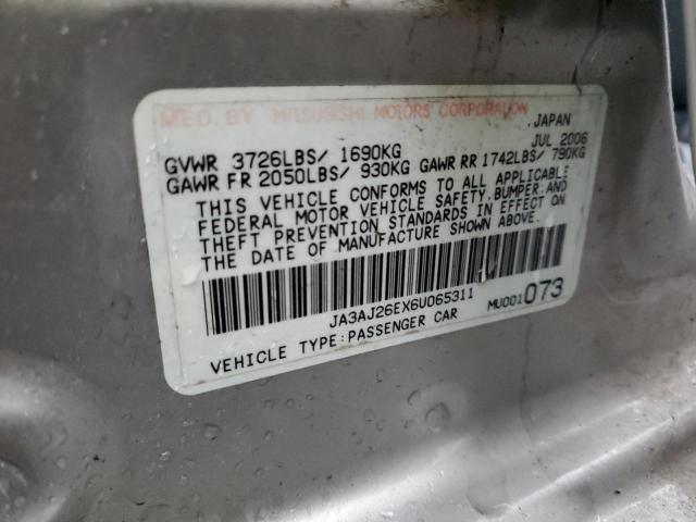 JA3AJ26EX6U065311 - 2006 MITSUBISHI LANCER ES SILVER photo 12