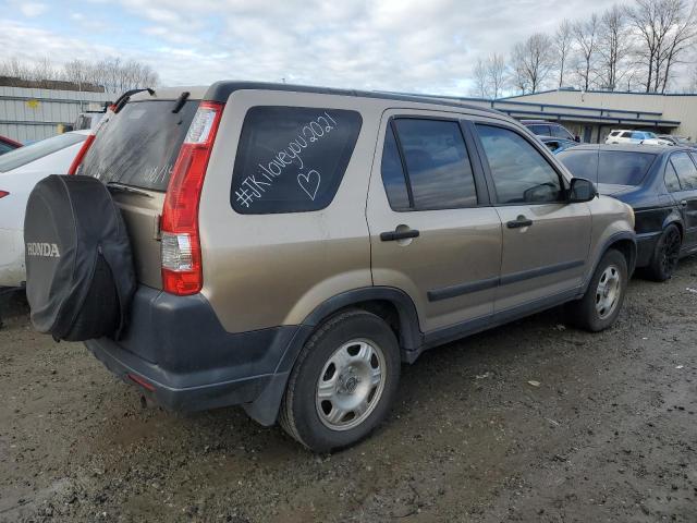 JHLRD68556C005333 - 2006 HONDA CR-V LX BEIGE photo 3