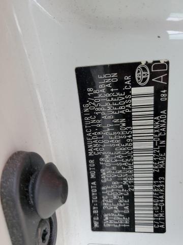 2T1BURHE5JC069453 - 2018 TOYOTA COROLLA L Biały zdjęcie 12
