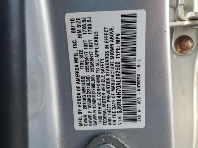 5J6RE4H70AL092500 - 2010 HONDA CR-V EXL Gümüş foto 13