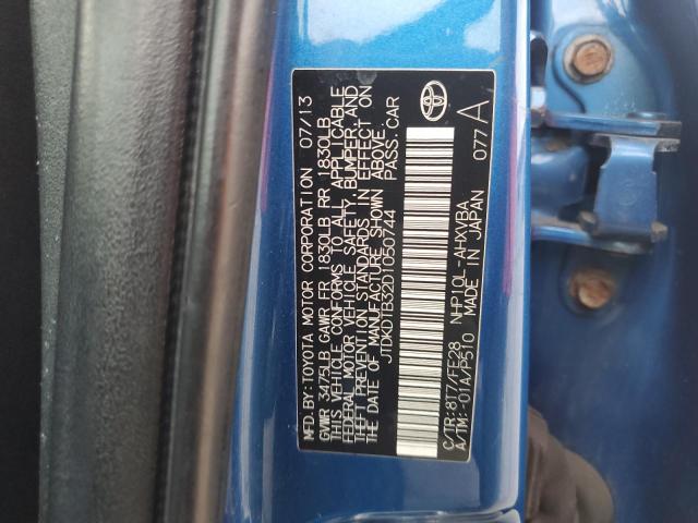 JTDKDTB32D1050744 - 2013 TOYOTA PRIUS C Niebieski zdjęcie 12