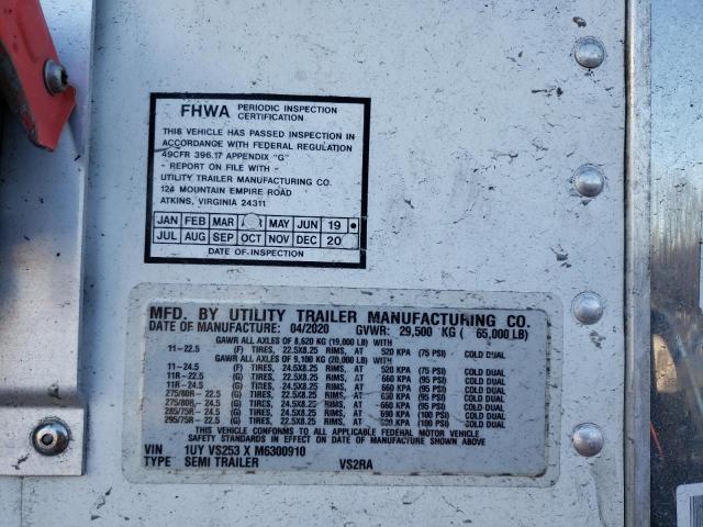 1UYVS253XM6300910 - 2021 UTILITY TRAILER Սպիտակ լուսանկար 10