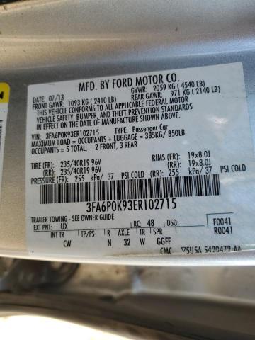 3FA6P0K93ER102715 - 2014 FORD FUSION TITANIUM SILVER photo 12