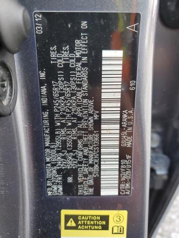 5TDBK3EH7CS139661 - 2012 TOYOTA HIGHLANDER BASE Graphit Foto 13