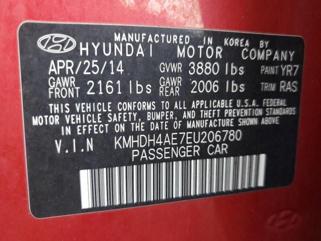 KMHDH4AE7EU206780 - 2014 HYUNDAI ELANTRA SE RED photo 12