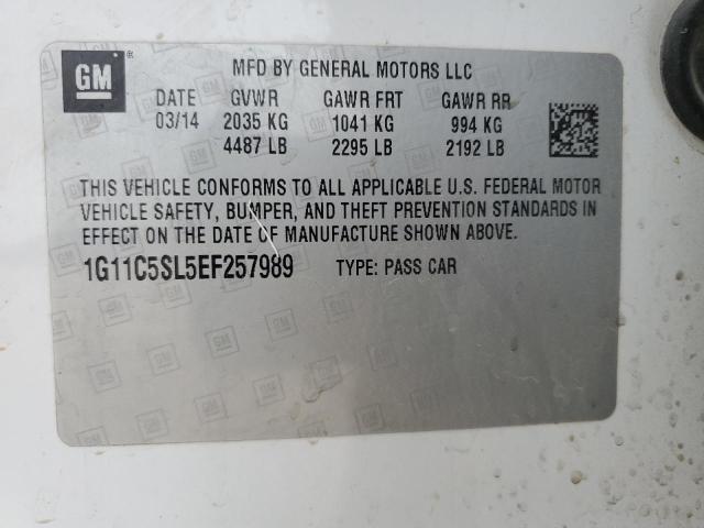 1G11C5SL5EF257989 - 2014 CHEVROLET MALIBU 1LT WHITE photo 13