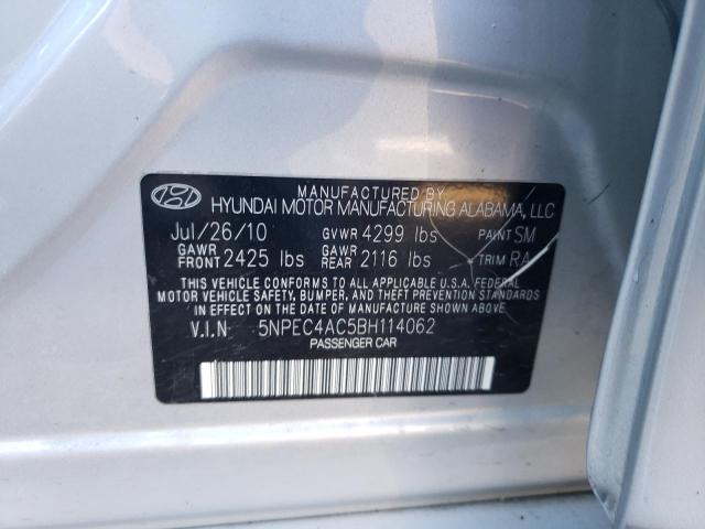 5NPEC4AC5BH114062 - 2011 HYUNDAI SONATA SE SILVER photo 12