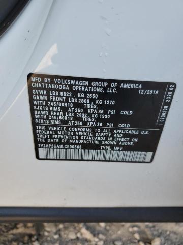 1V2AP2CA9LC500868 - 2020 VOLKSWAGEN ATLAS S WHITE photo 12