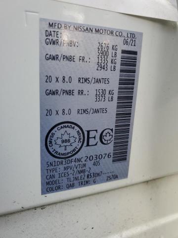 5N1DR3DF4NC203076 - 2022 NISSAN PATHFINDER PLATINUM Білий фото 13