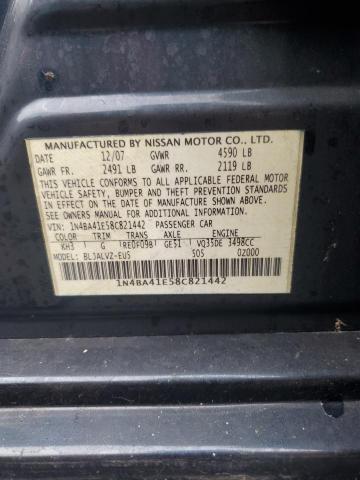 1N4BA41E58C821442 - 2008 NISSAN MAXIMA SE BLACK photo 13