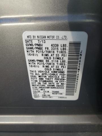 JN8AS5MT4DW540555 - 2013 NISSAN ROGUE S GRAY photo 12