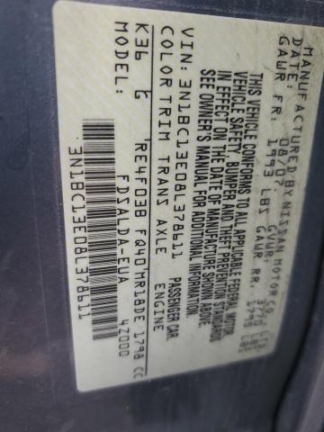 3N1BC13E08L378611 - 2008 NISSAN VERSA S SILVER photo 12