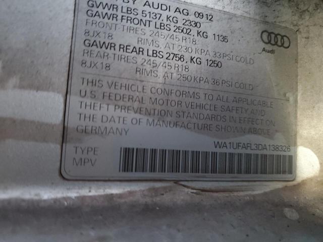 WA1UFAFL3DA138326 - 2013 AUDI A4 ALLROAD PREMIUM PLUS SILVER photo 13