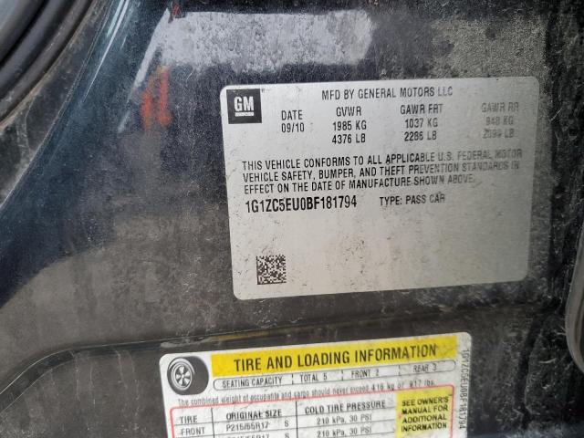 1G1ZC5EU0BF181794 - 2011 CHEVROLET MALIBU 1LT 黑色 照片 13