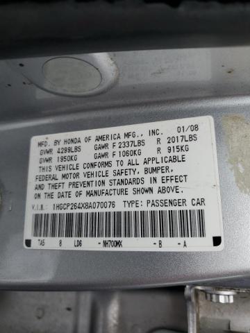 1HGCP264X8A070076 - 2008 HONDA ACCORD LXP SILVER photo 12