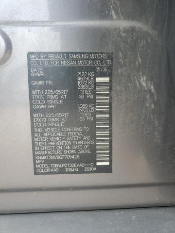 KNMAT2MV9GP705426 - 2016 NISSAN ROGUE S GRAY photo 12