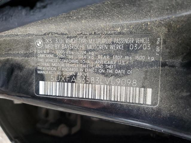 5UXFA53583LV89098 - 2003 BMW X5 3.0I BLACK photo 13