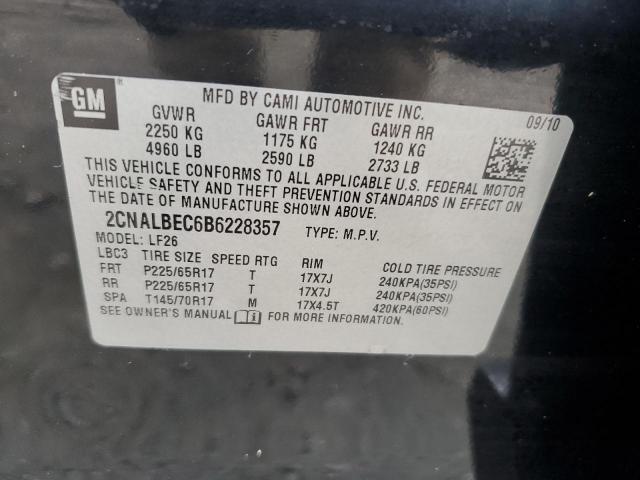 2CNALBEC6B6228357 - 2011 CHEVROLET EQUINOX LS BLACK photo 12