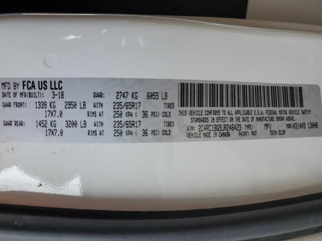 2C4RC1BG9JR246423 - 2018 CHRYSLER PACIFICA TOURING L Beyaz fotoğraf 14