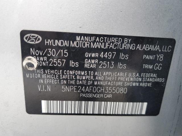 5NPE24AF0GH355080 - 2016 HYUNDAI SONATA SE SILVER photo 12