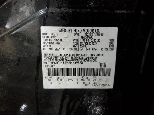 2FMTK3AP0FBB12806 - 2015 FORD EDGE SPORT BLACK photo 13