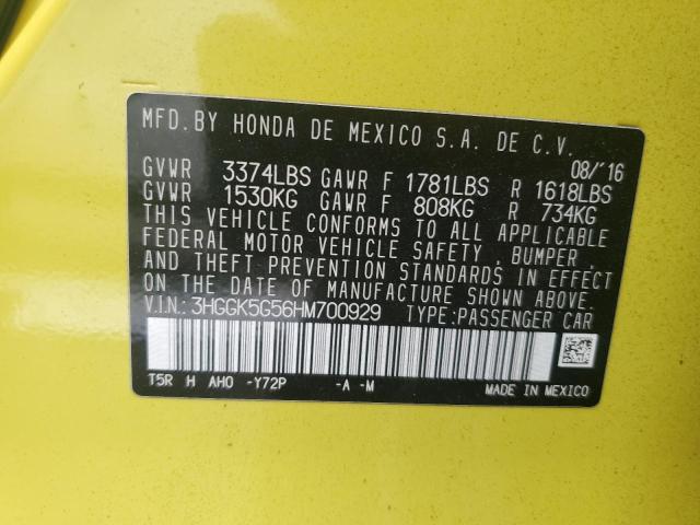 3HGGK5G56HM700929 - 2017 HONDA FIT LX 黄色 照片 14