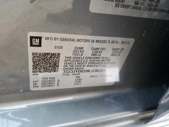 3GCUYDED9LG383871 - 2020 CHEVROLET SILVERADO K1500 LT GRAY photo 13