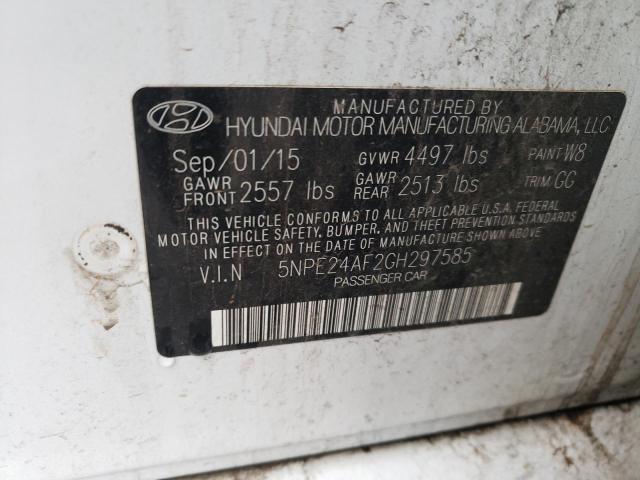 5NPE24AF2GH297585 - 2016 HYUNDAI SONATA SE WHITE photo 12