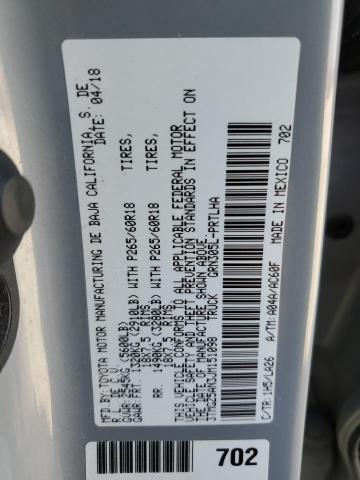 3TMGZ5AN3JM151098 - 2018 TOYOTA TACOMA DOUBLE CAB GRAY photo 12