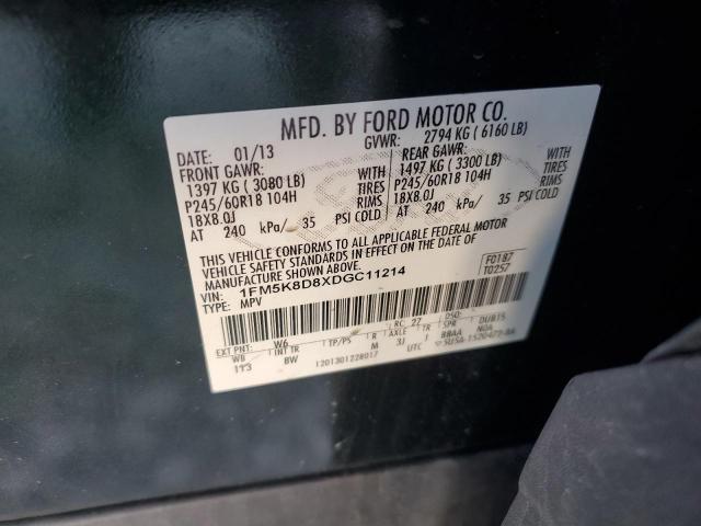 1FM5K8D8XDGC11214 - 2013 FORD EXPLORER XLT Zielony zdjęcie 13