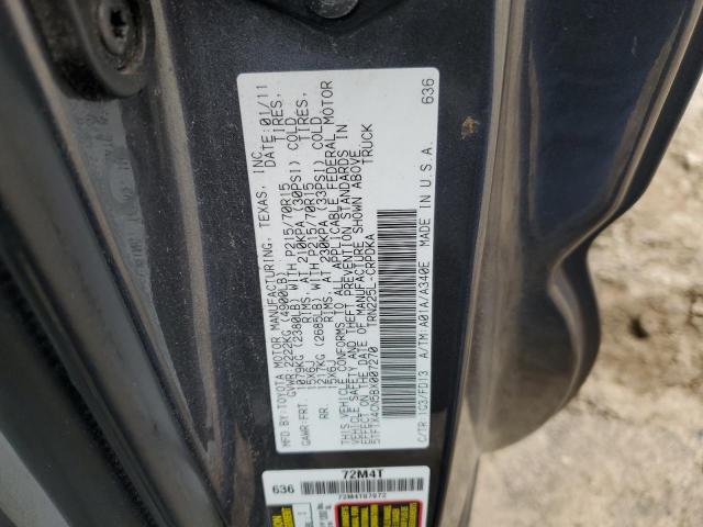 5TFTX4CN5BX007270 - 2011 TOYOTA TACOMA ACCESS CAB Сірий фото 12