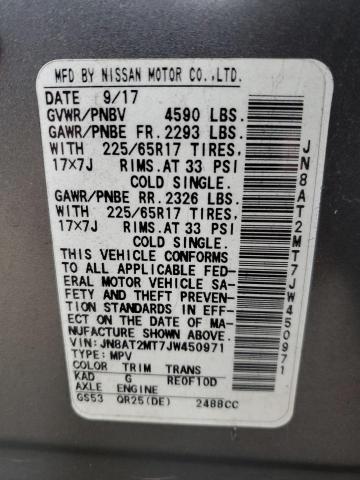 JN8AT2MT7JW450971 - 2018 NISSAN ROGUE S GRAY photo 14