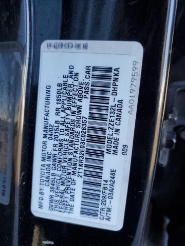 2T1KR32E03C026357 - 2003 TOYOTA COROLLA MA XR BLACK photo 12