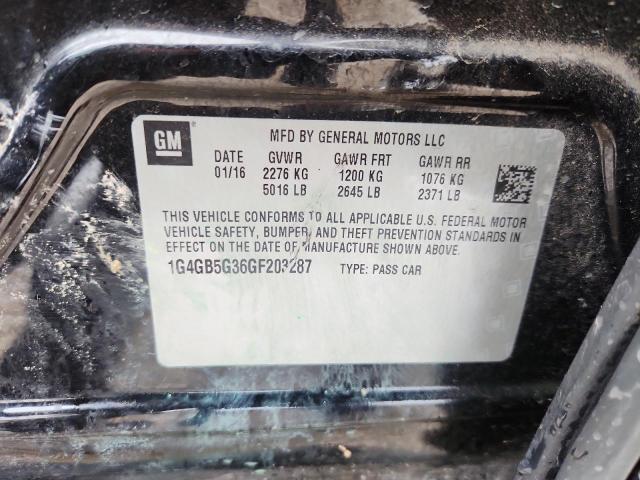 1G4GB5G36GF203287 - 2016 BUICK LACROSSE 黑色 照片 12