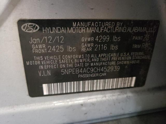 5NPEB4AC9CH452939 - 2012 HYUNDAI SONATA GLS BLUE photo 12